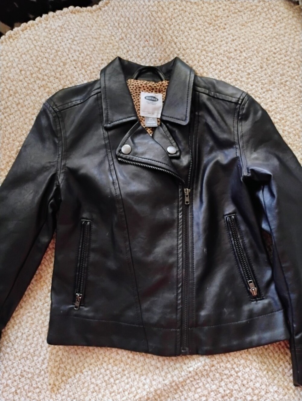 Old Navy Black Faux Leather Moto Jacket - Kids